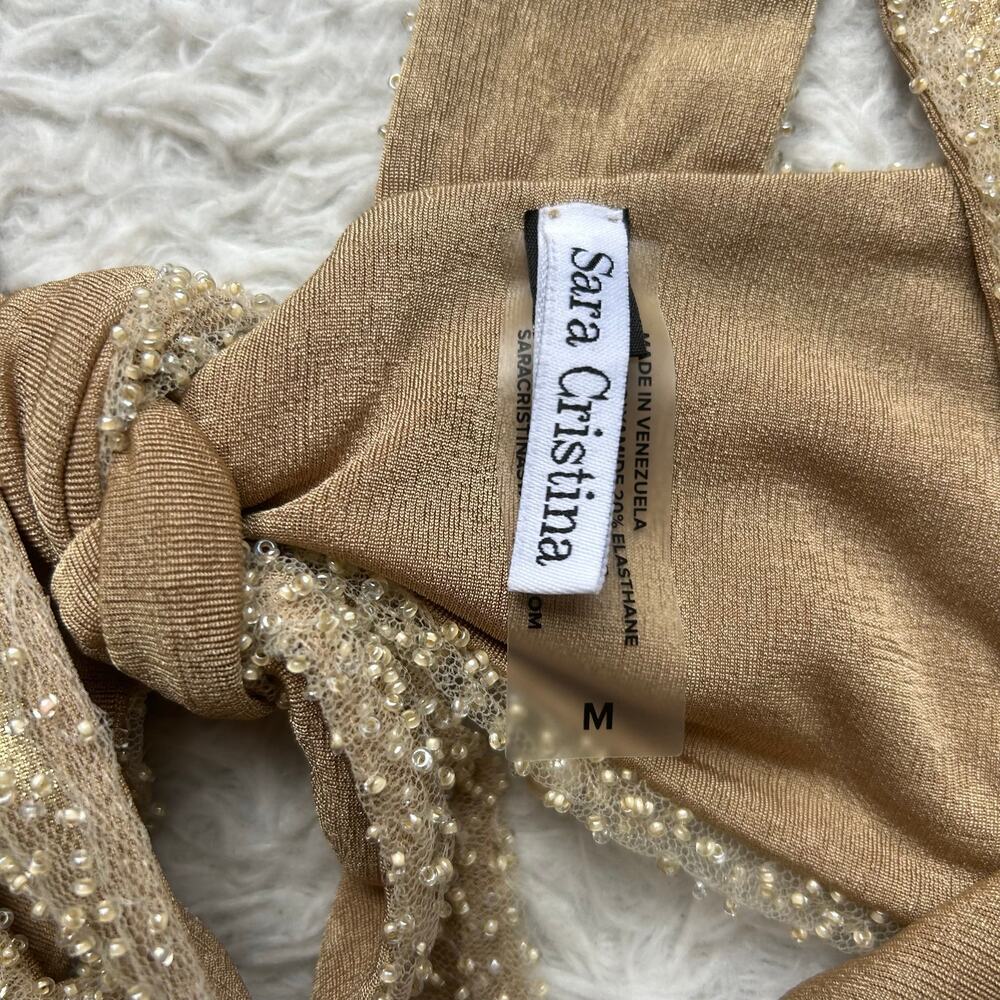 Sara Cristina Gold Beaded Crop Top Size Medium - Picture 12 of 12